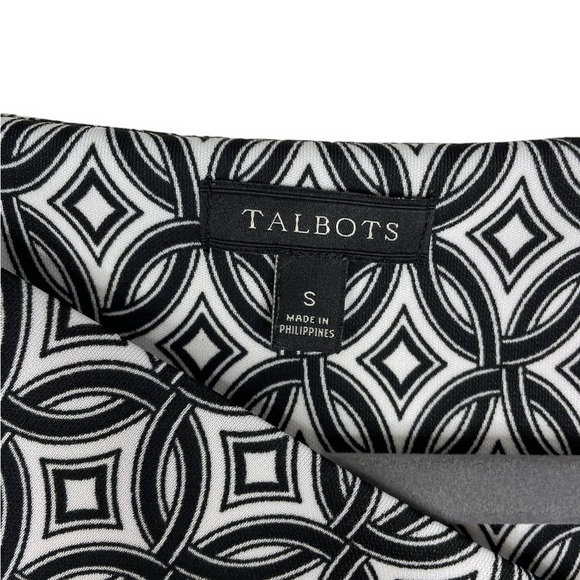 Talbots Women’s Sleeveless Black and White Geometric Print Dress Size Small 0051 - Picture 5 of 5